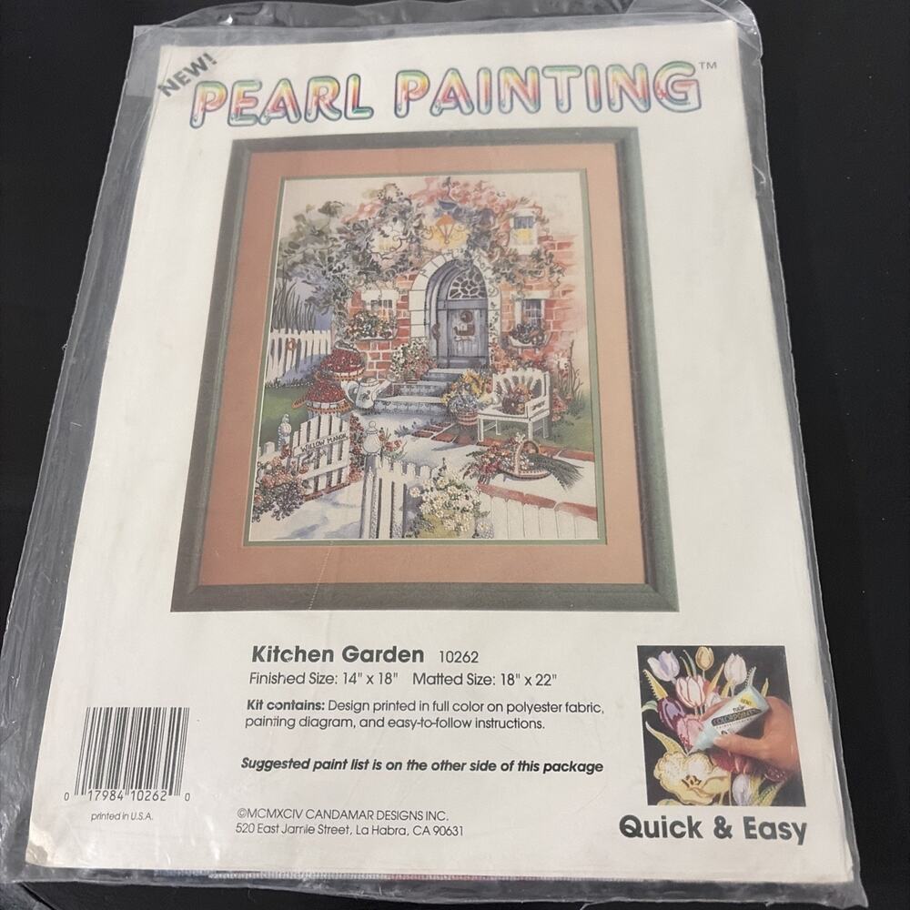 Vintage 1994 Candamar Designs Pearl Painting Kitchen Garden 14”x18”